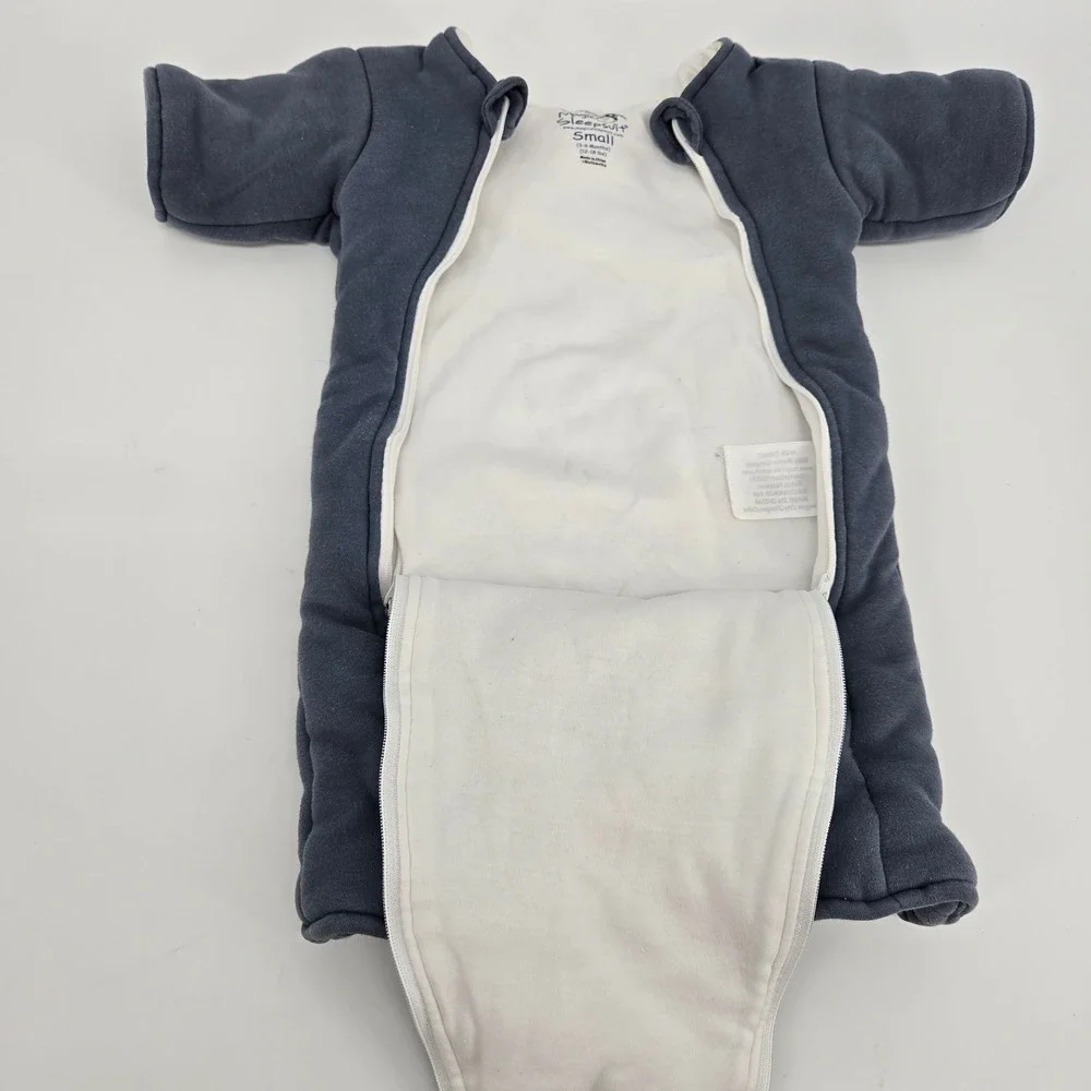 Baby Merlin's Magic Sleepsuit Small 3-6 Months Blue Cotton Swaddle Transition